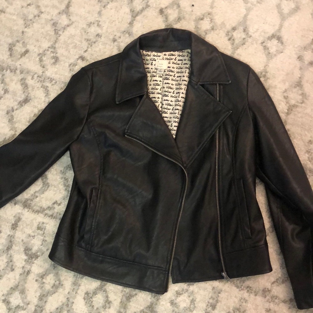 Medium Like New Black Faux Leather Jacket  - A New Day